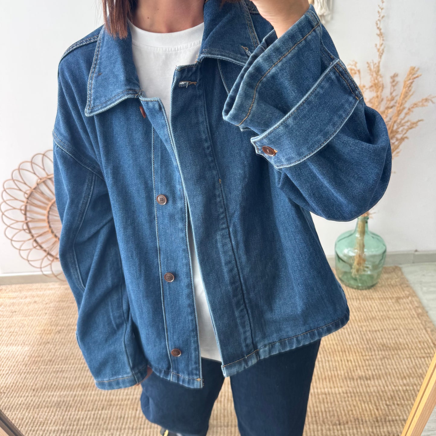 Chaqueta denim cuello chimenea