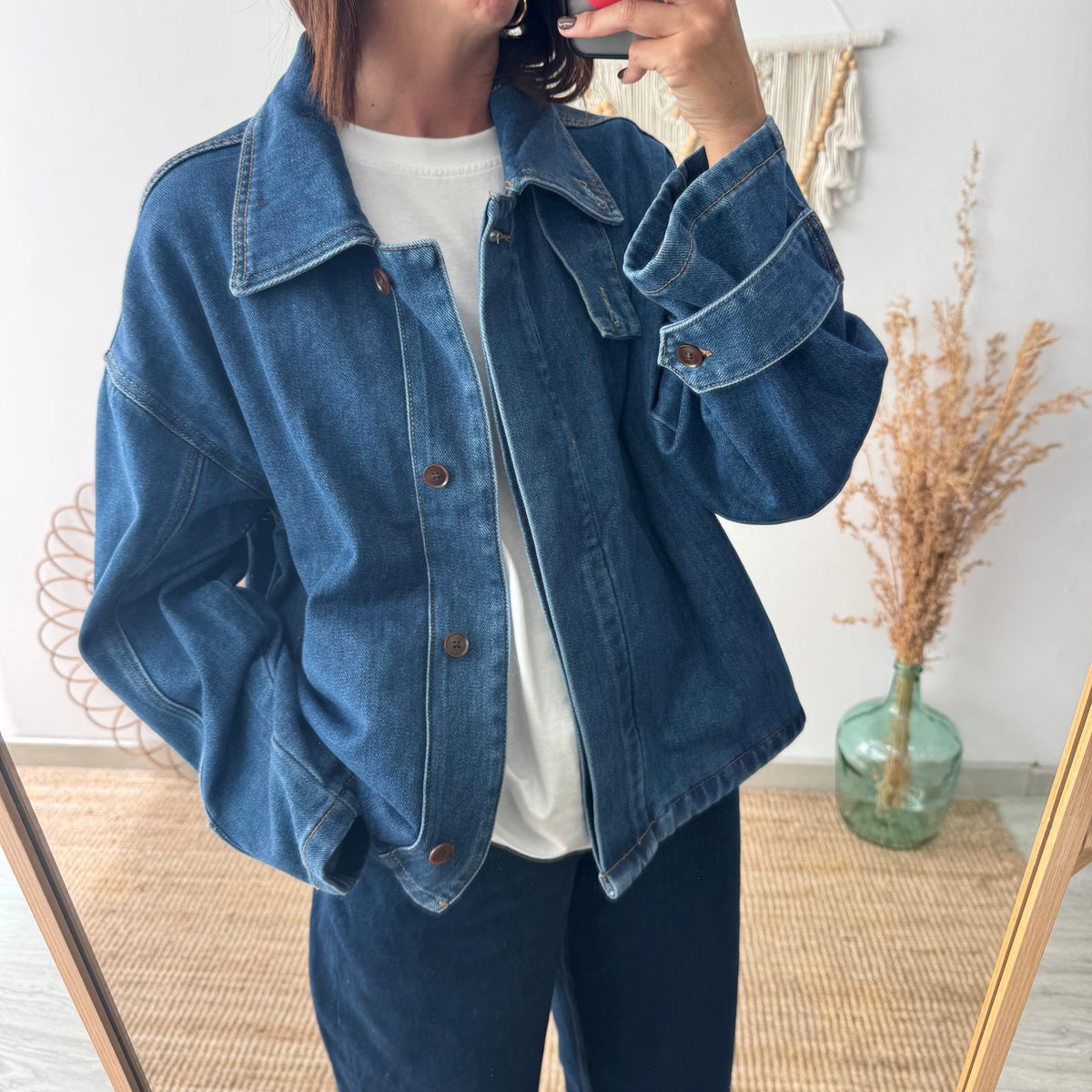 Chaqueta denim cuello chimenea