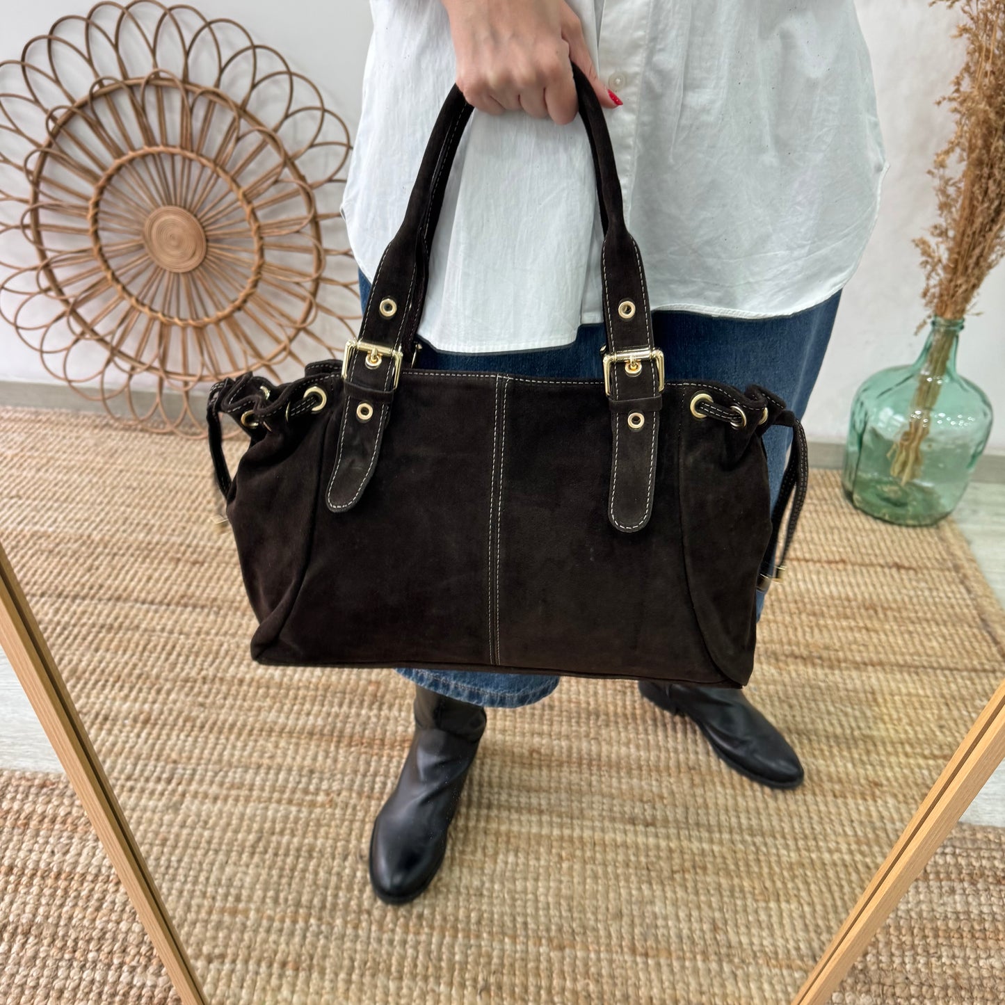 Bolso Bowling de Serraje marrón