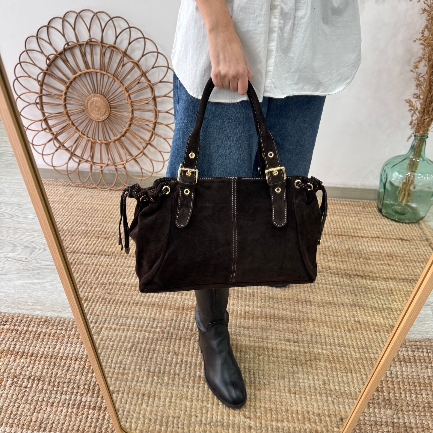 Bolso Bowling de Serraje marrón