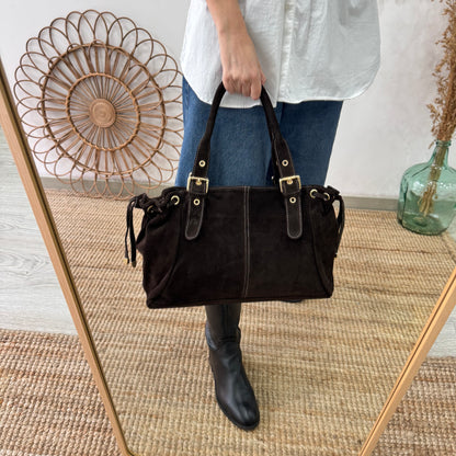 Bolso Bowling de Serraje marrón