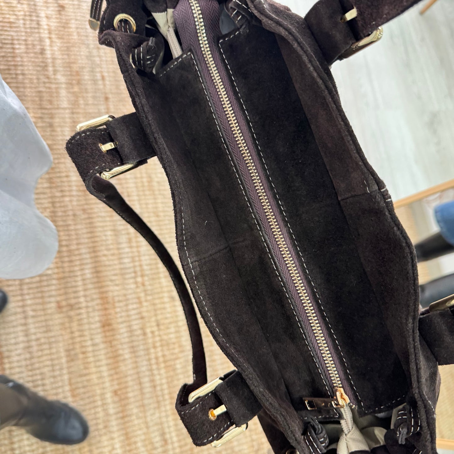 Bolso Bowling de Serraje marrón