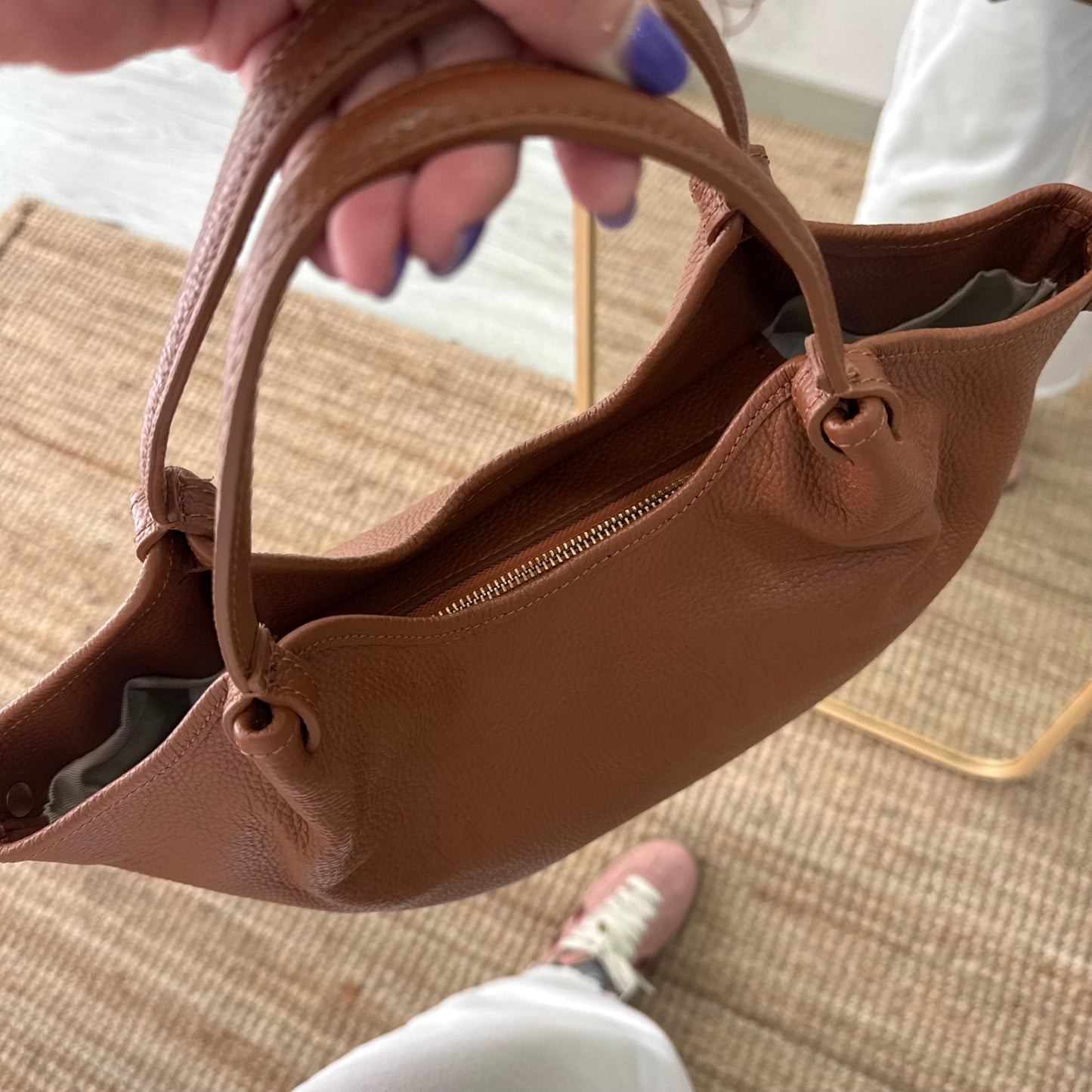 Bolso saca mediana camel oscuro piel - Bubbleshopbcn