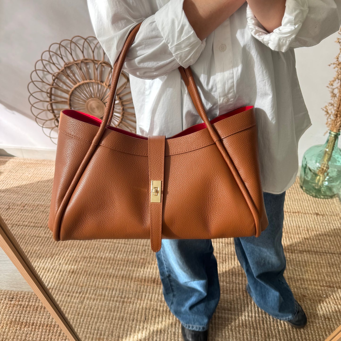 Bolso shopping piel camel