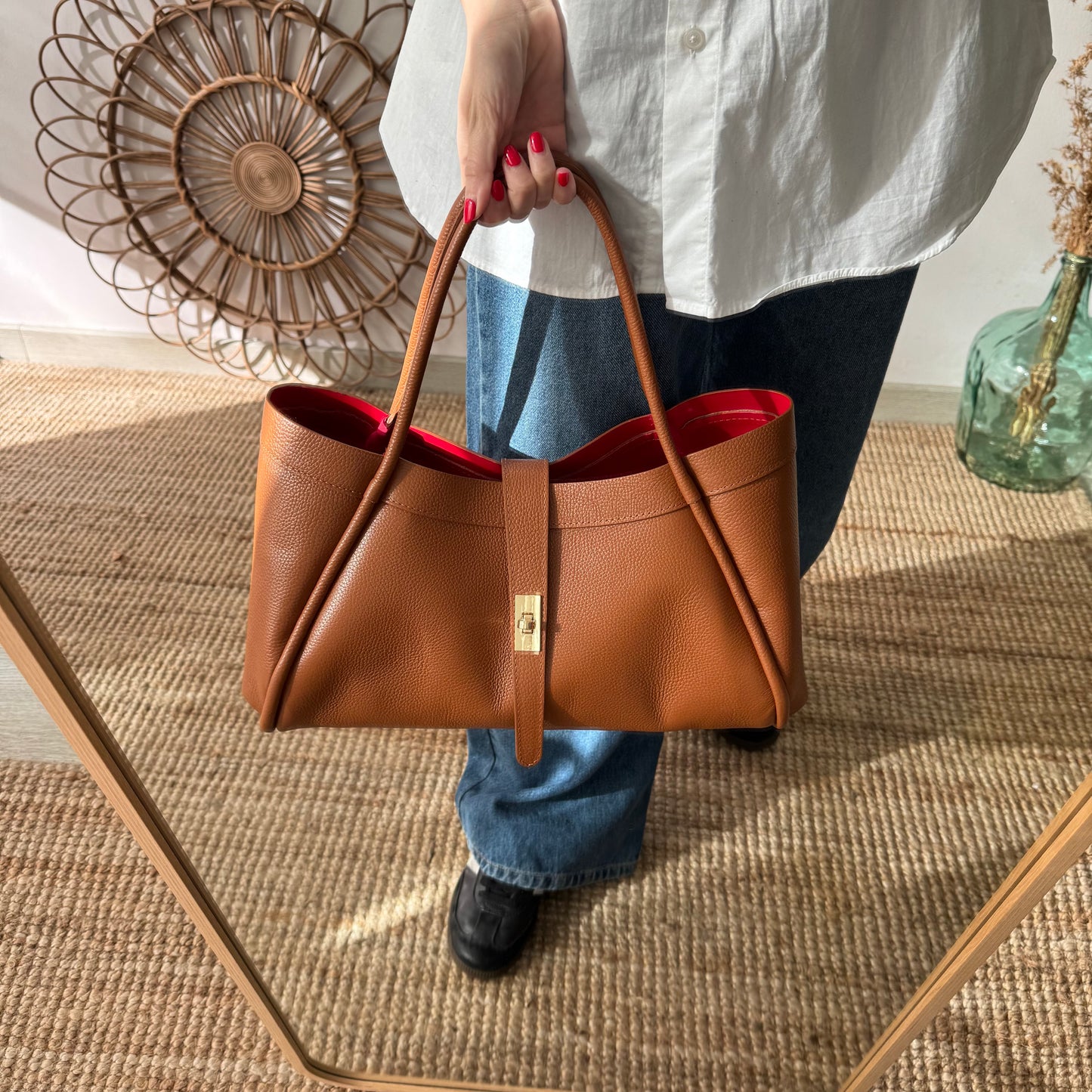 Bolso shopping piel camel