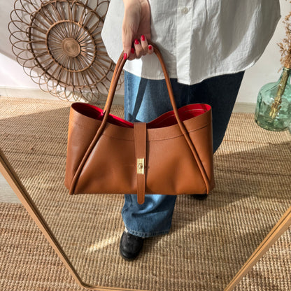 Bolso shopping piel camel