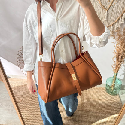 Bolso shopping piel camel