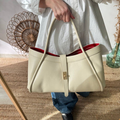 Bolso shopping piel beige