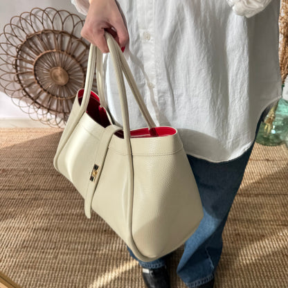 Bolso shopping piel beige