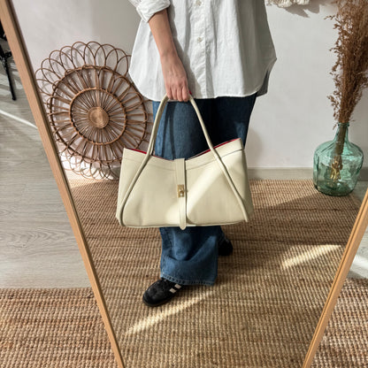 Bolso shopping piel beige
