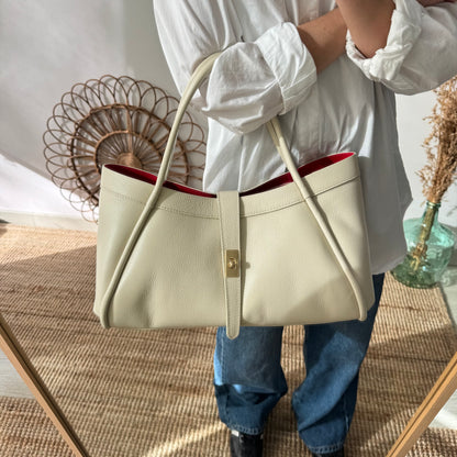 Bolso shopping piel beige