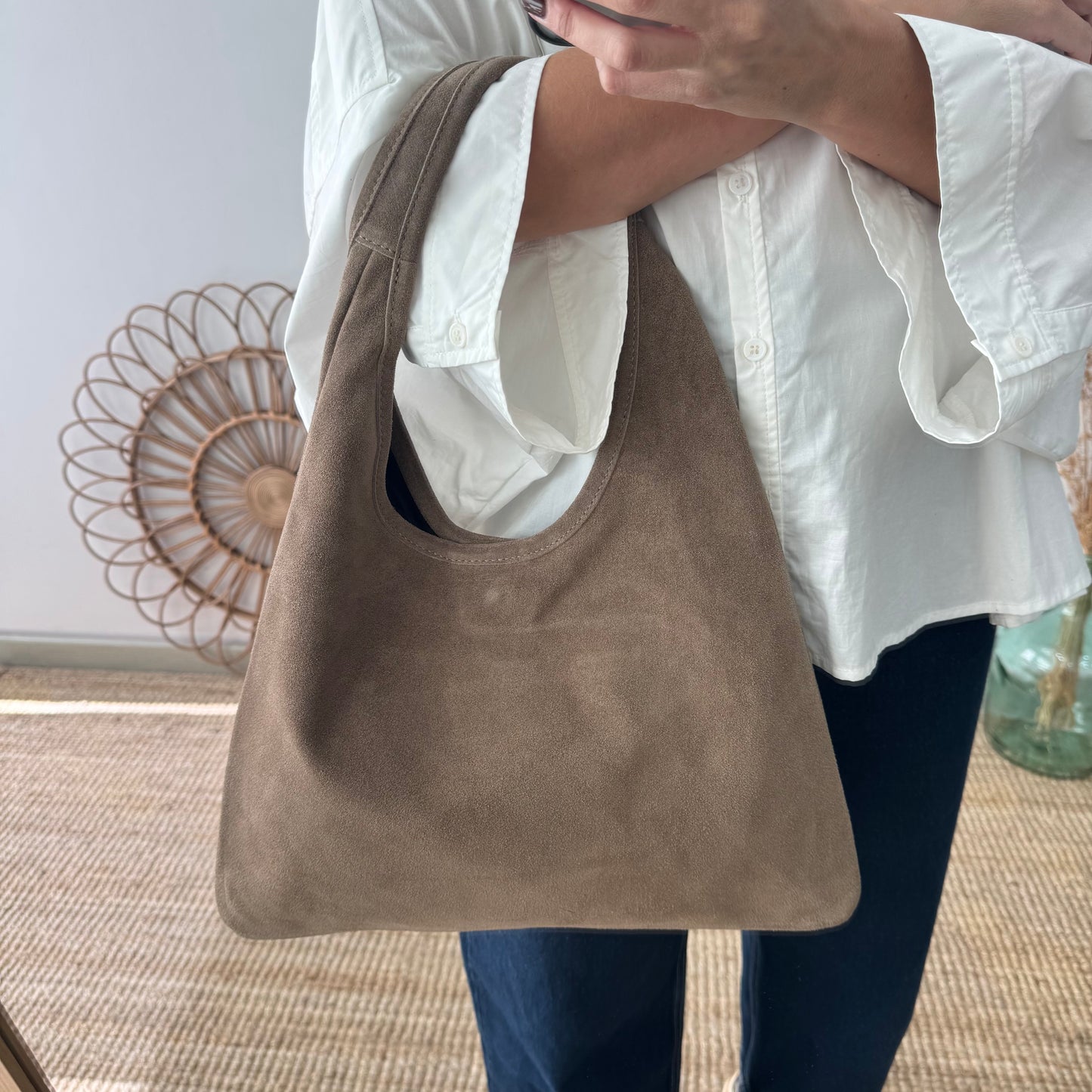 Bolso hobo serraje taupe