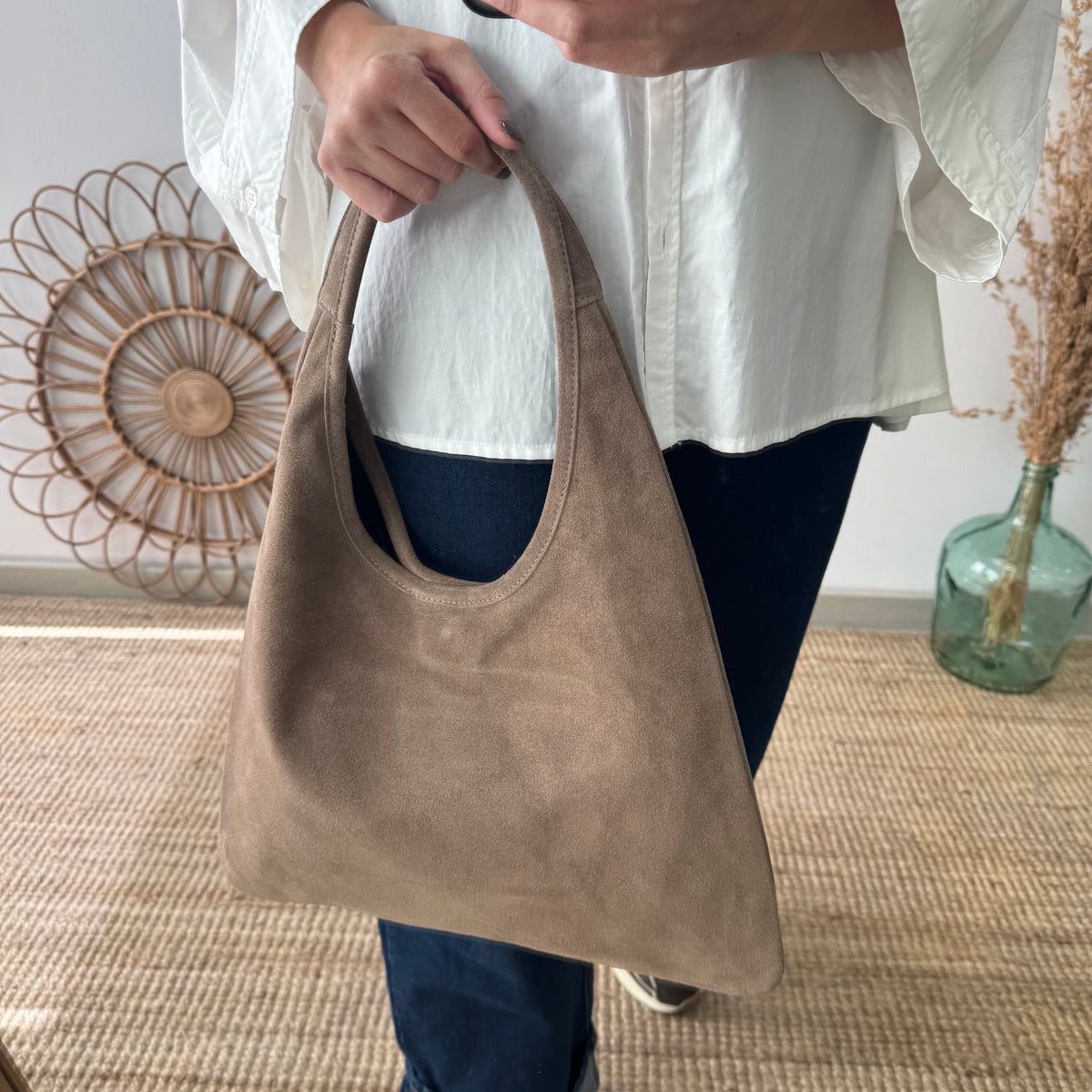 Bolso hobo serraje taupe