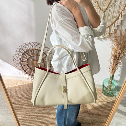 Bolso shopping piel beige