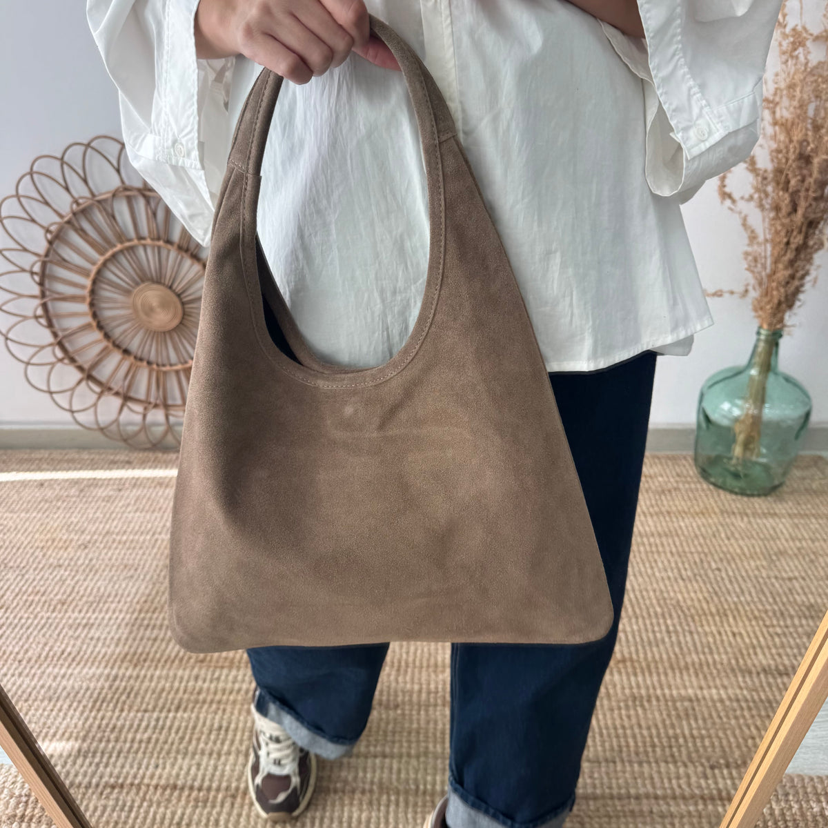 Bolso hobo serraje taupe