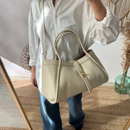 Bolso shopping piel beige
