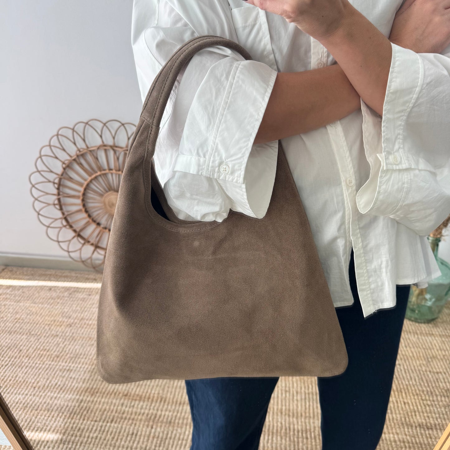 Bolso hobo serraje taupe