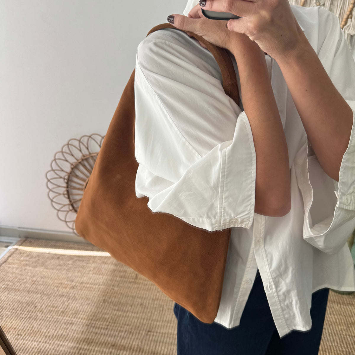 Bolso hobo serraje camel
