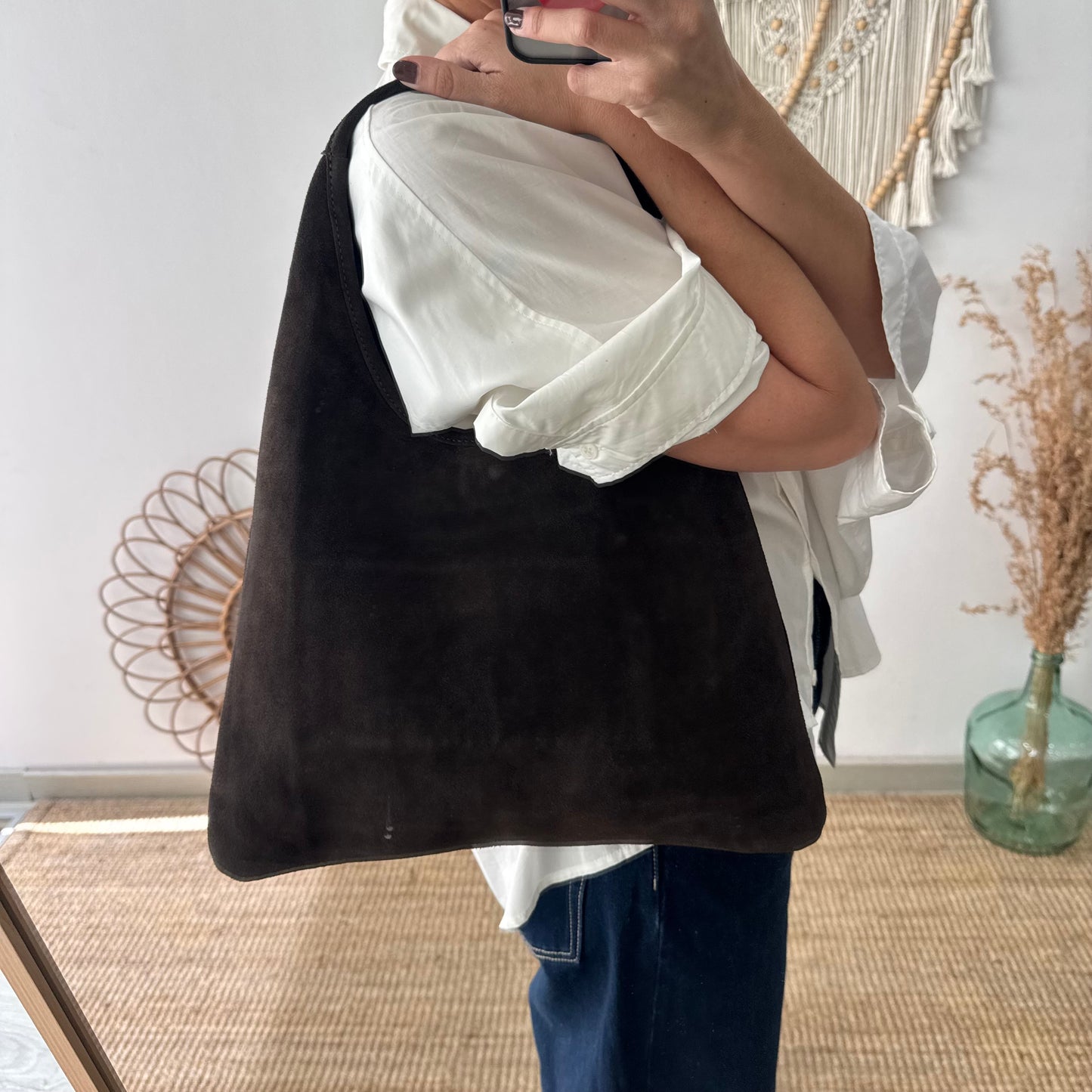 Bolso hobo serraje marrón chocolate