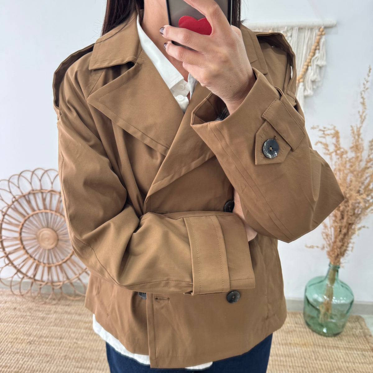 Chaqueta tipo gabardina camel