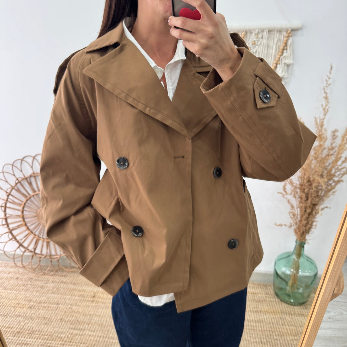 Chaqueta tipo gabardina camel