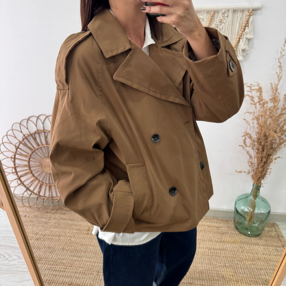 Chaqueta tipo gabardina camel