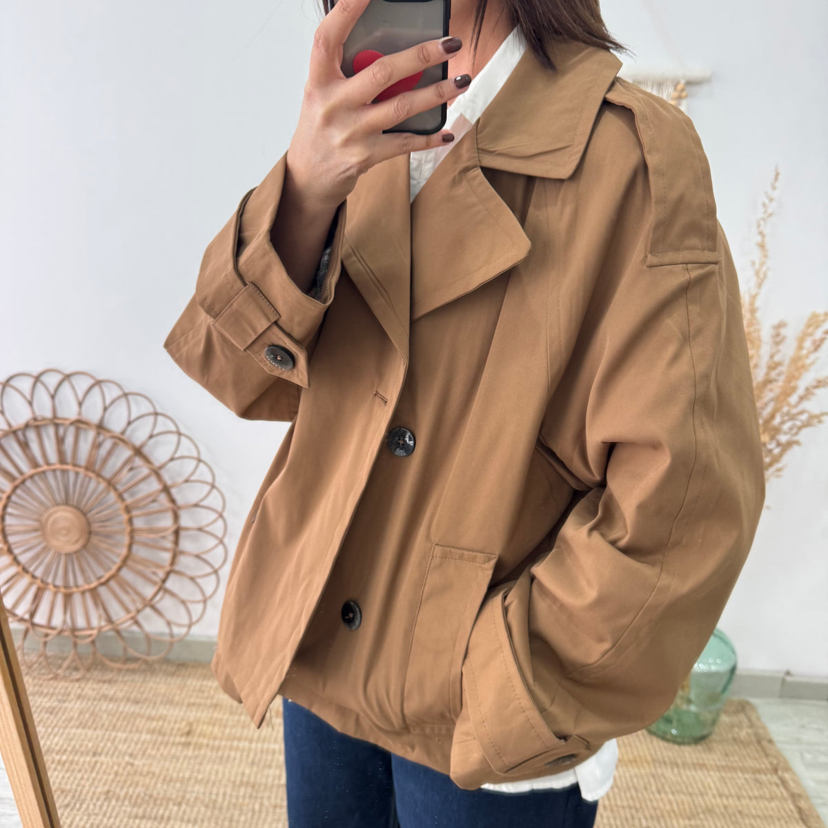 Chaqueta tipo gabardina camel