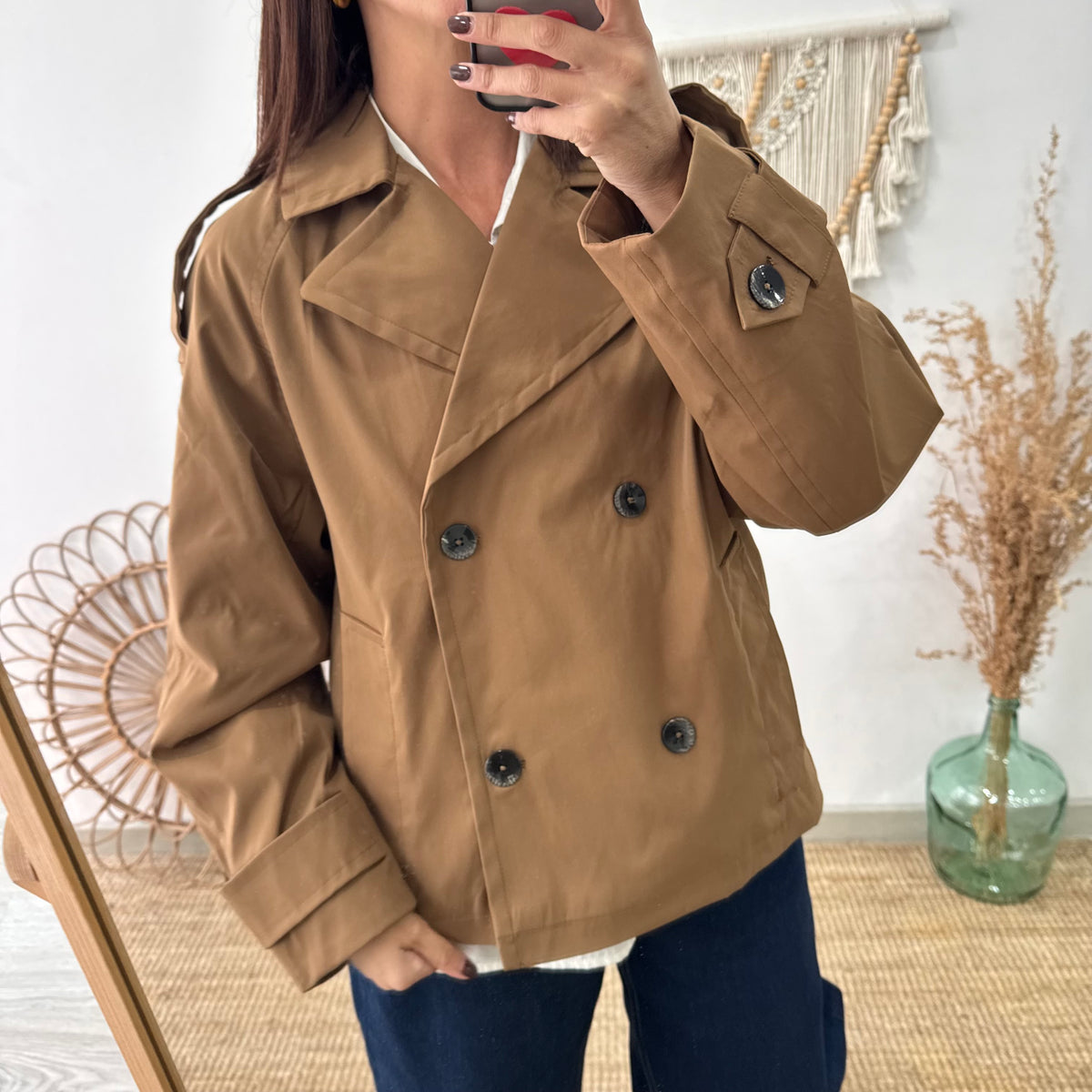 Chaqueta tipo gabardina camel