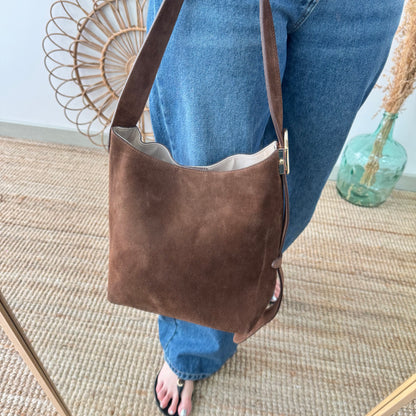 Bolso candado serraje marrón