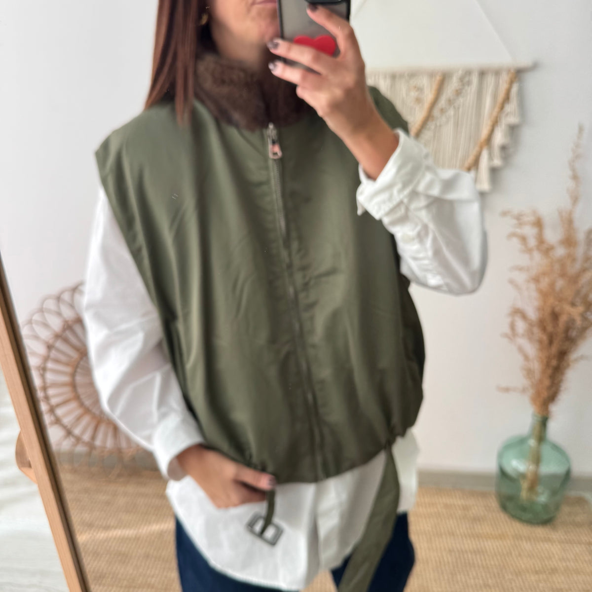 Chaleco Reversible de Plumón Caqui