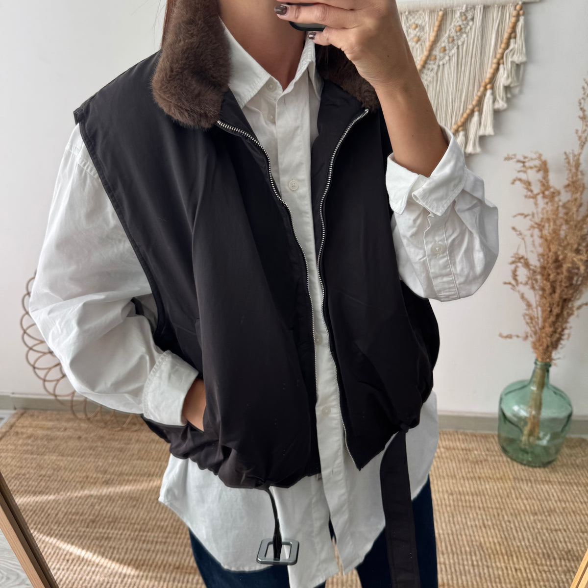Chaleco Reversible de Plumón Negro