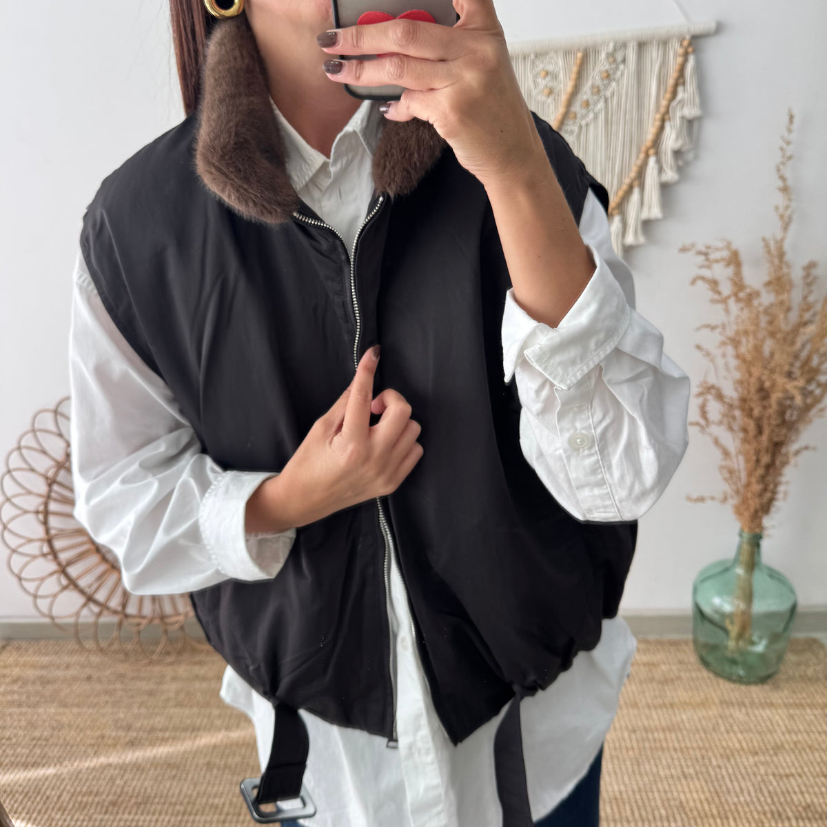 Chaleco Reversible de Plumón Negro