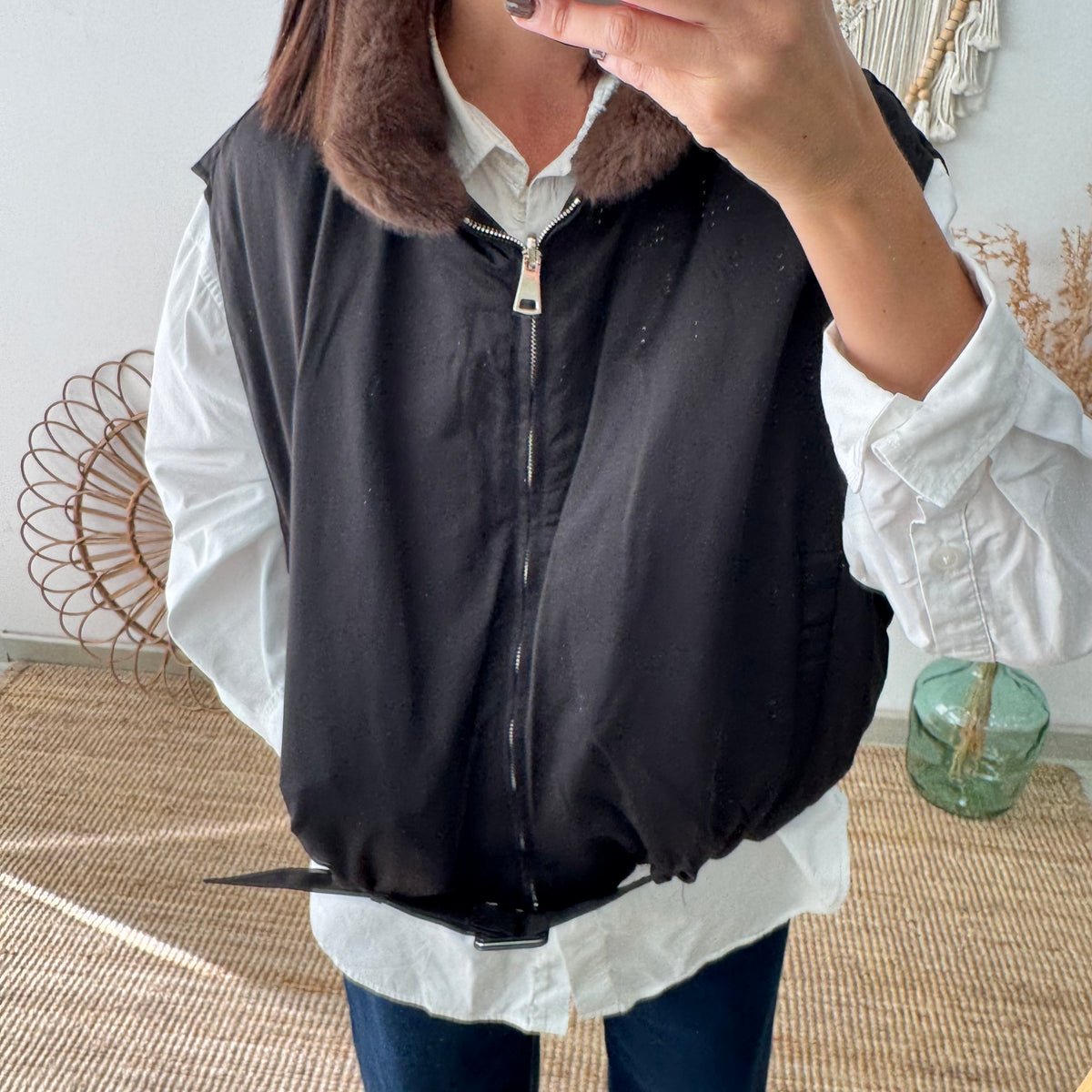 Chaleco Reversible de Plumón Negro