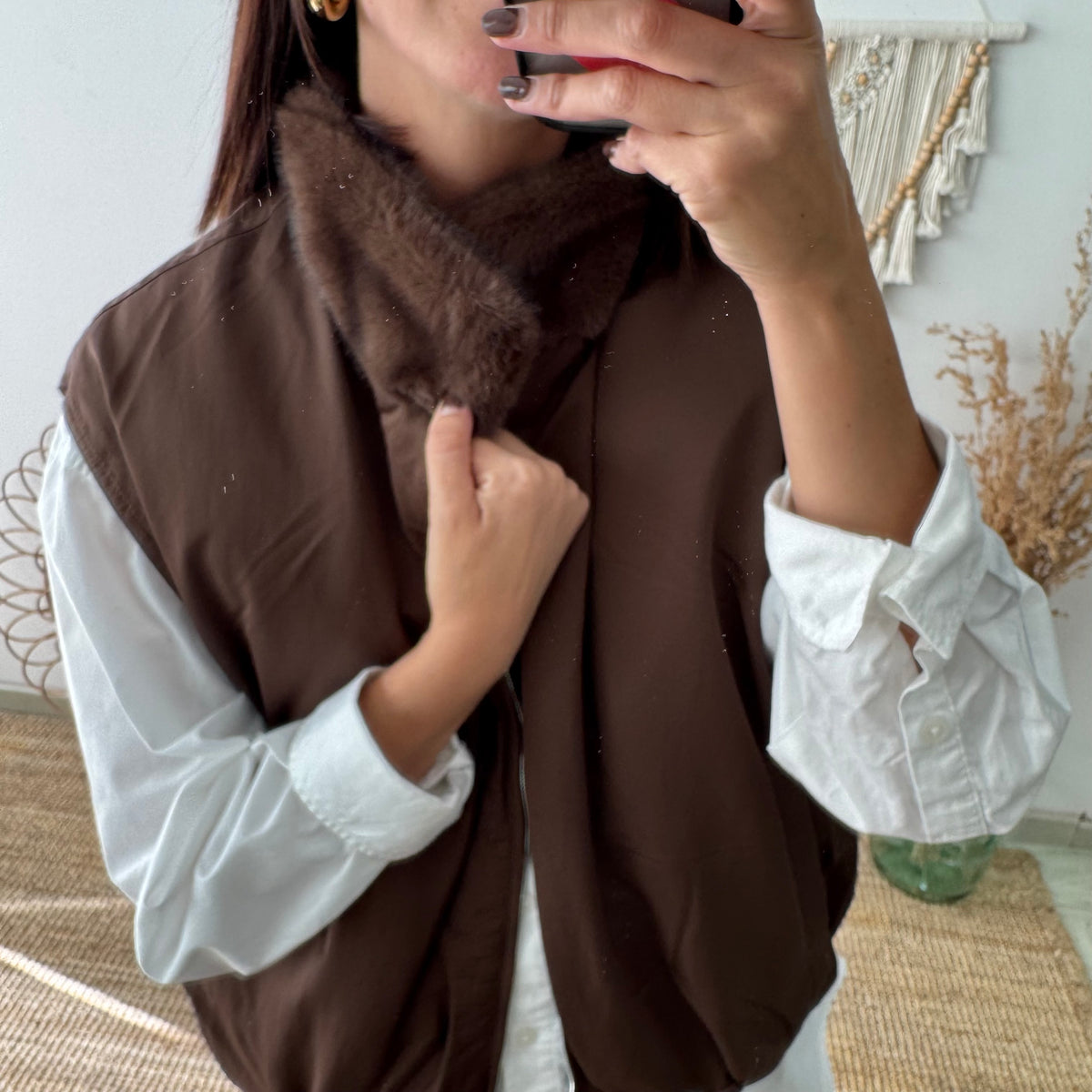 Chaleco Reversible de Plumón Marrón