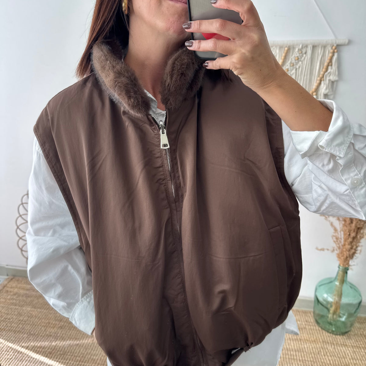 Chaleco Reversible de Plumón Marrón