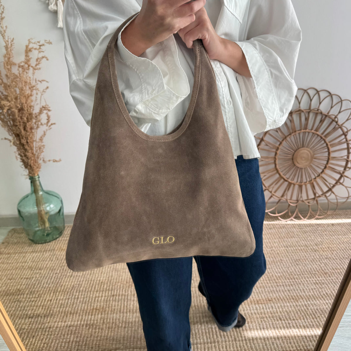 Bolso hobo serraje taupe