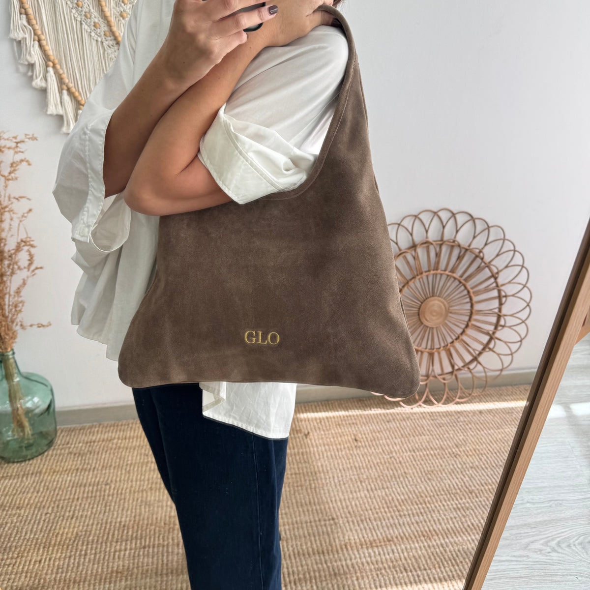 Bolso hobo serraje taupe