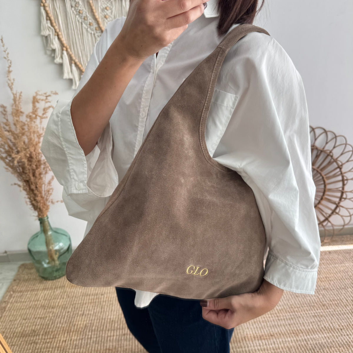 Bolso hobo serraje taupe