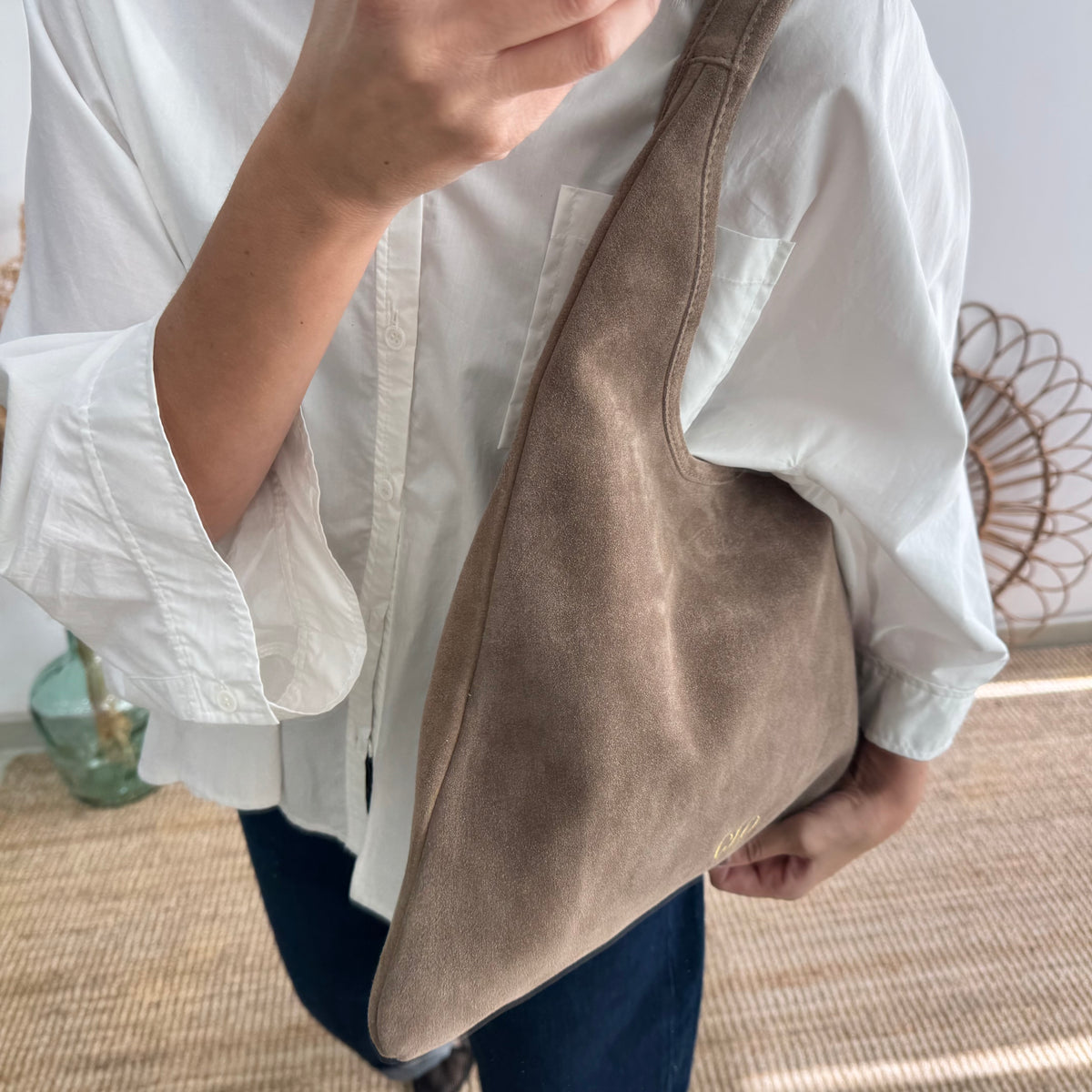 Bolso hobo serraje taupe