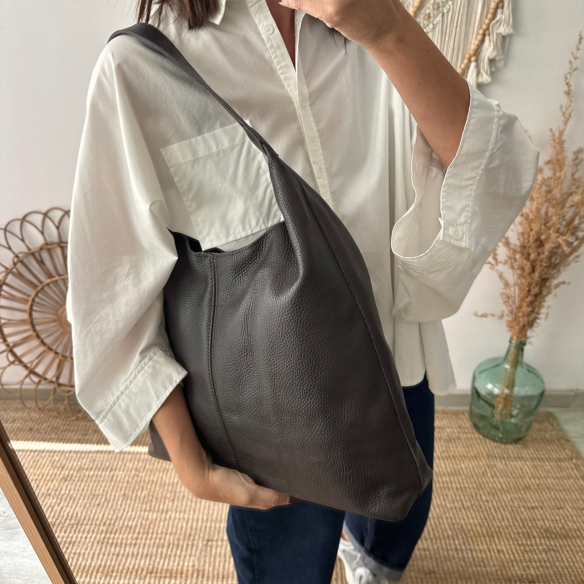 Bolso piel marrón