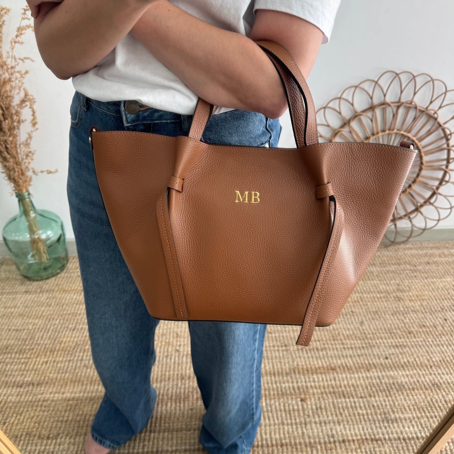 Bolso piel lazos camel - Bubbleshopbcn