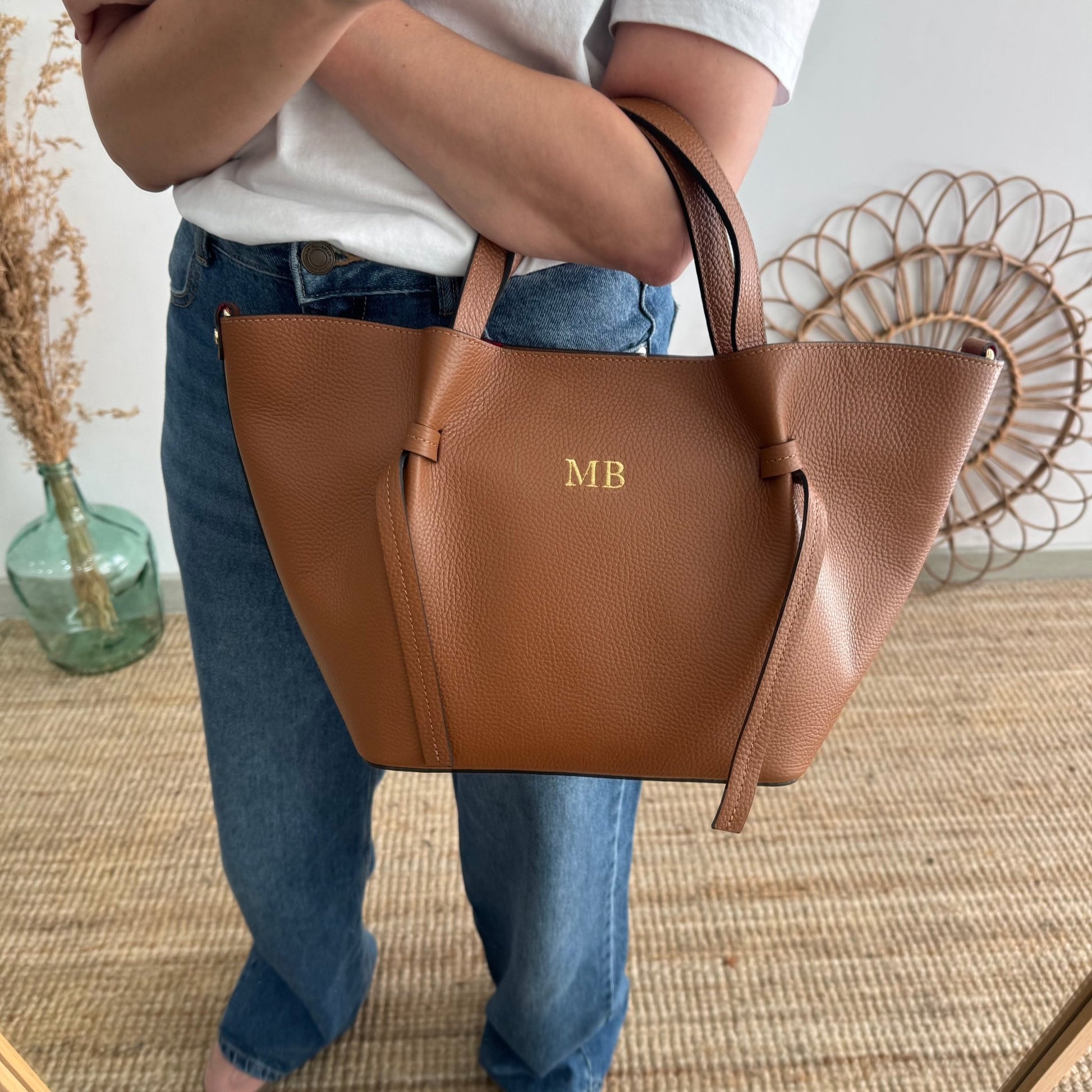 Bolso piel lazos camel - Bubbleshopbcn