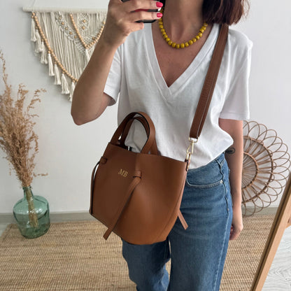 Bolso piel lazos camel - Bubbleshopbcn