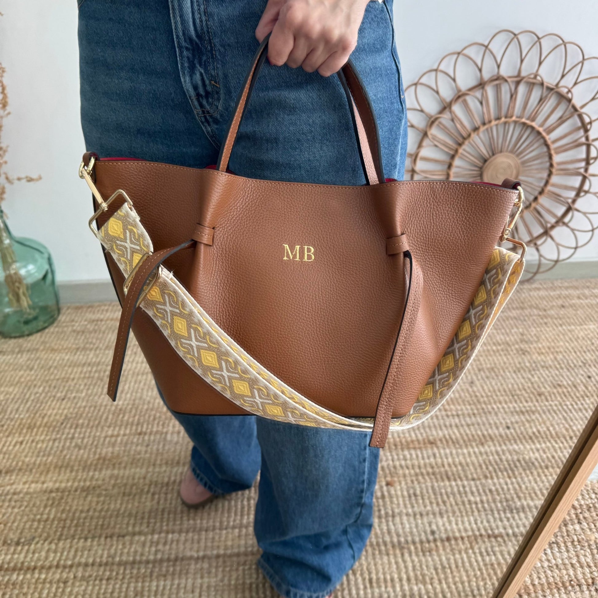 Bolso piel lazos camel - Bubbleshopbcn