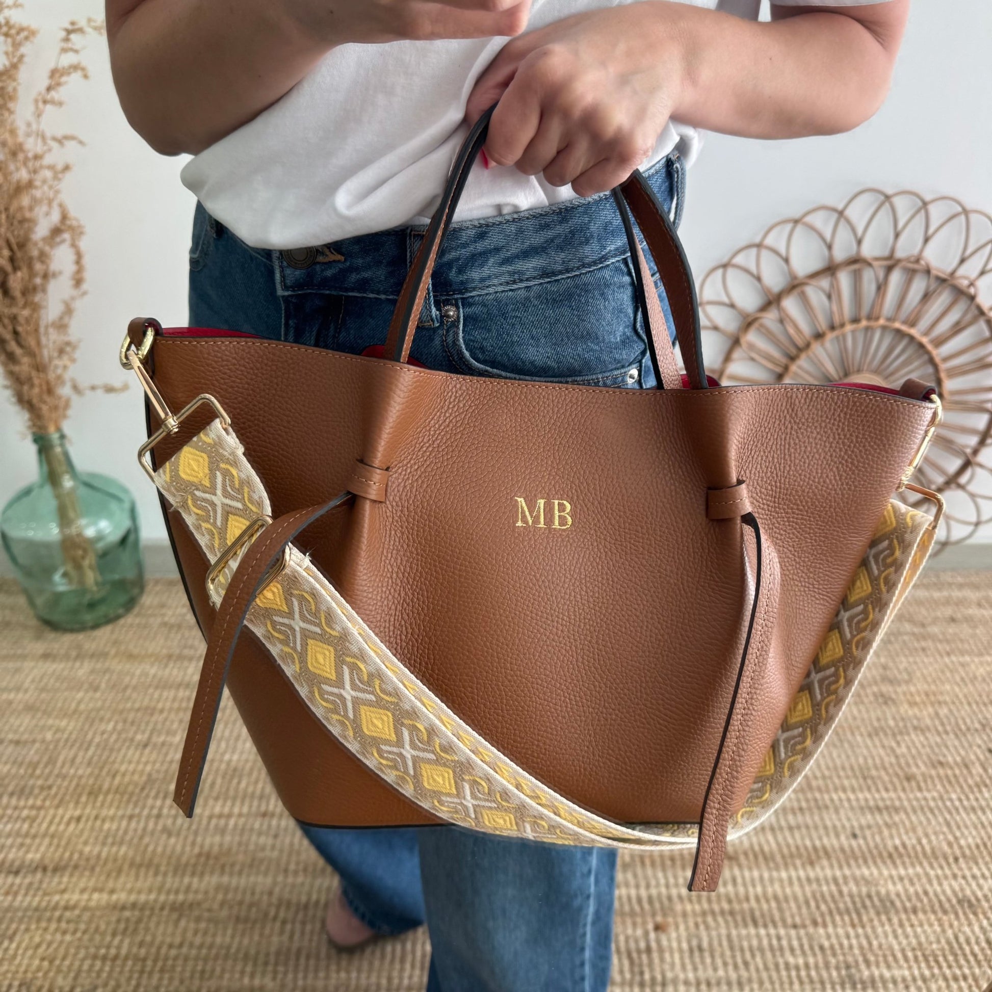 Bolso piel lazos camel - Bubbleshopbcn