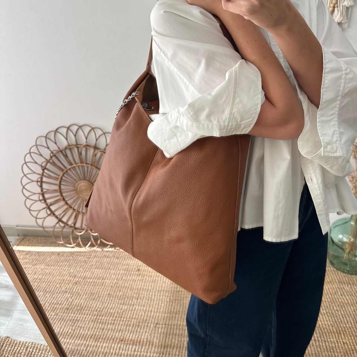 Bolso piel camel