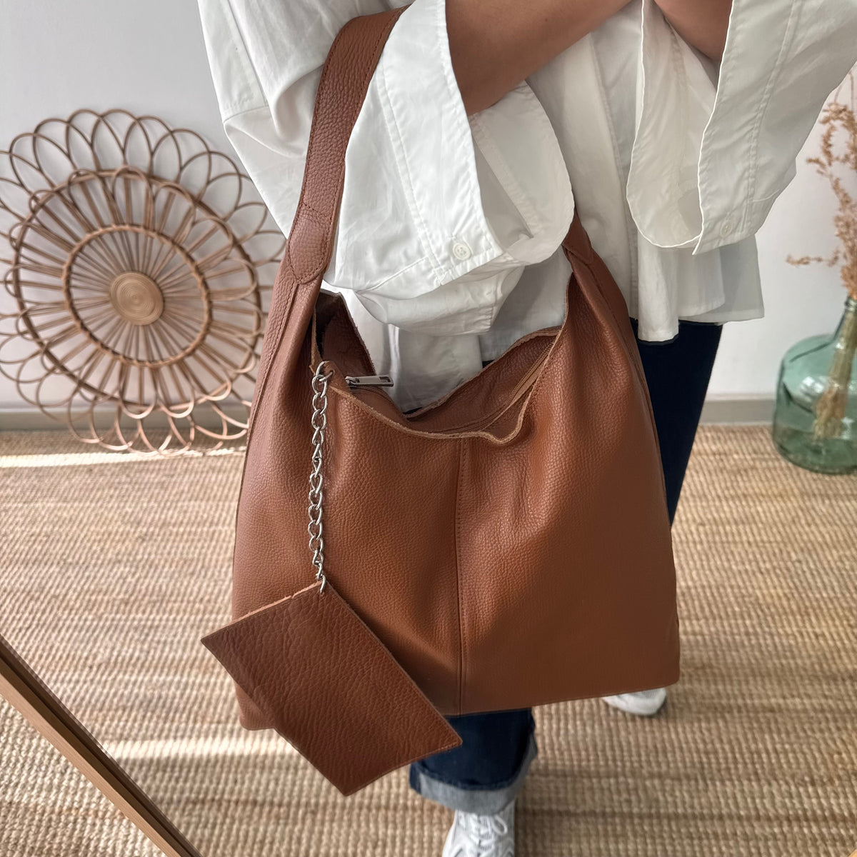 Bolso piel camel