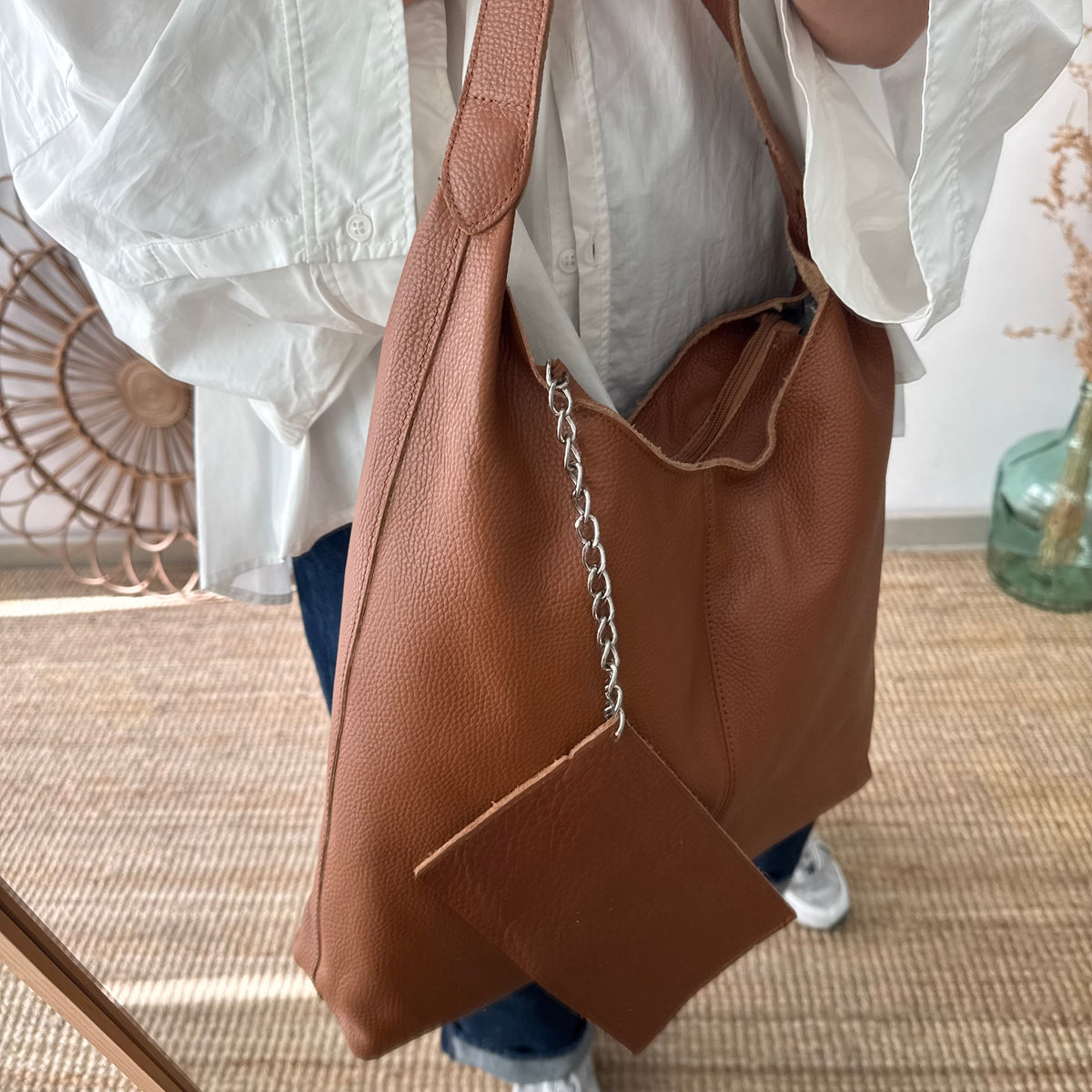 Bolso piel camel