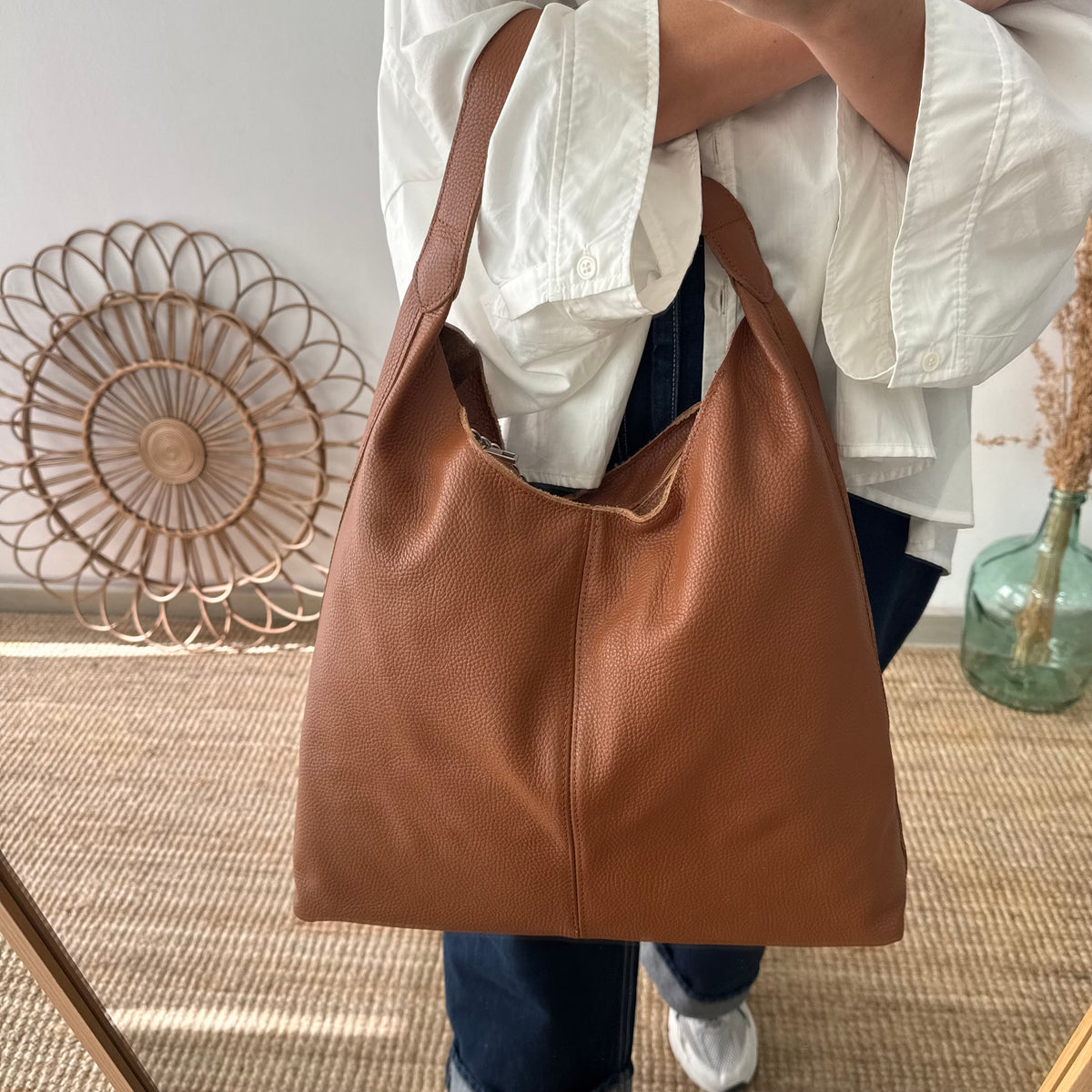 Bolso piel camel