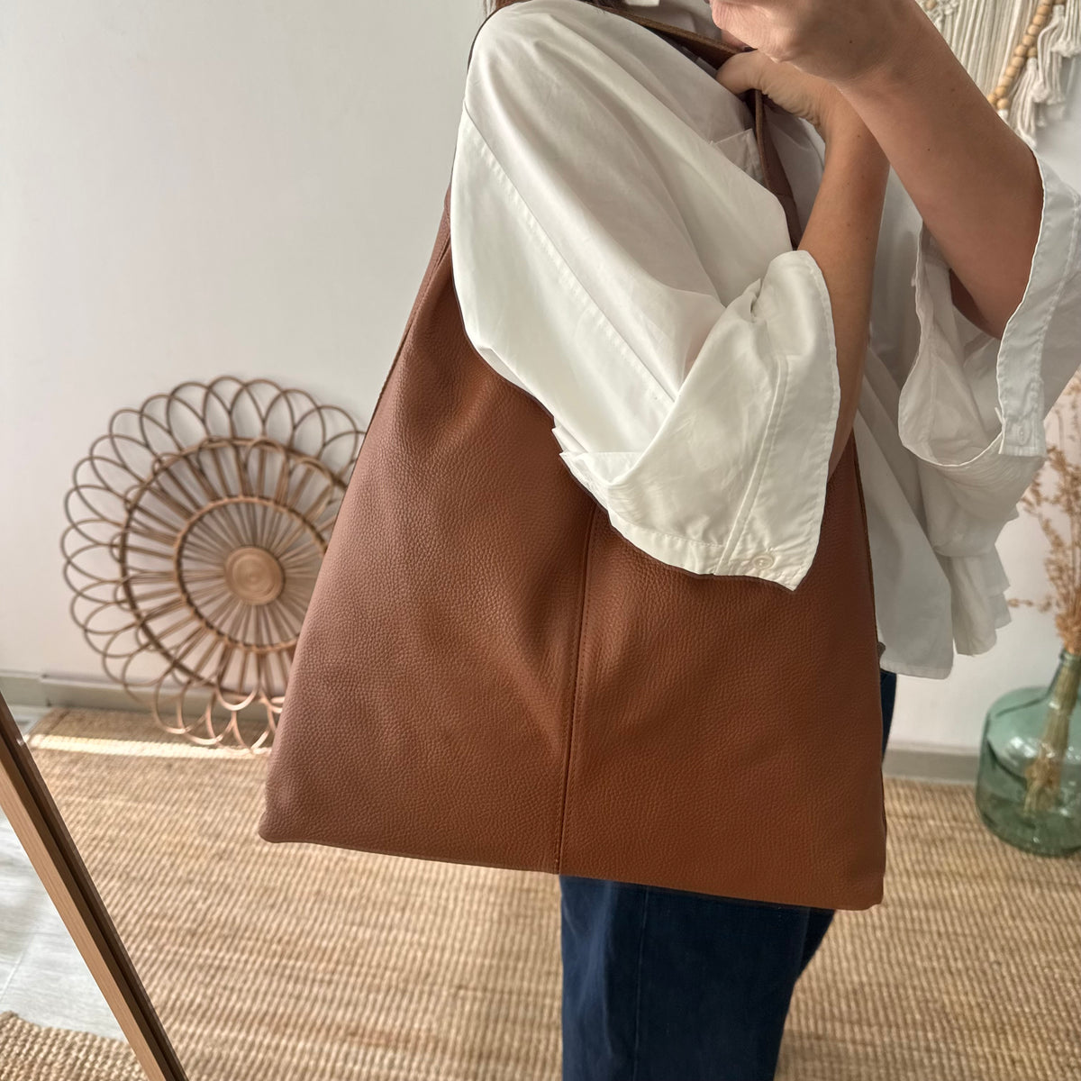 Bolso piel camel